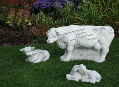 Garten Kuh Dekoration Stein Figur Terrasse Deko Weiß Statue Natur Skulptur